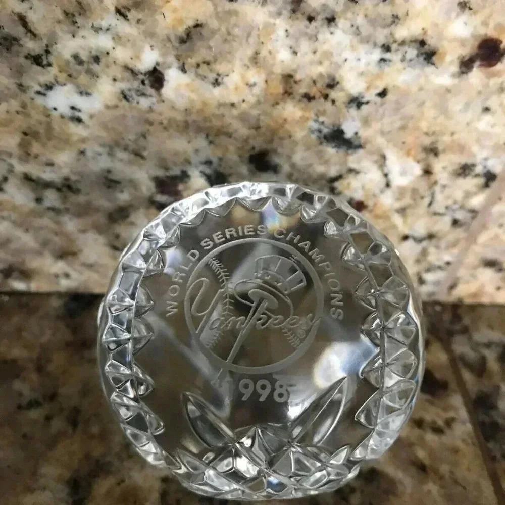 Waterford Crystal NY YANKEES WORLD SERIES CHAMPIONSHIP Baseball Paperweight 1998